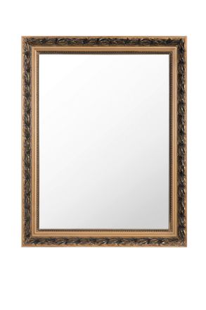 CARRYHOME Wandspiegel, Goldfarben, Glas, Eukalyptusholz, massiv, rechteckig, 55x70x3 cm, senkrecht und waagrecht montierbar, Spiegel, Wandspiegel