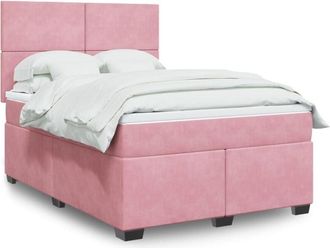 vidaXL Vidaxl - Cama Box Spring Con Colch&oacute;n Terciopelo Rosa 140x190 Cm