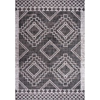 Jonathan Y Designs Marokko Diamond Medallion Indoor/Outdoor Area Rug in Black/ivory at Nordstrom, Size 3Ft 0In X 5Ft 0In