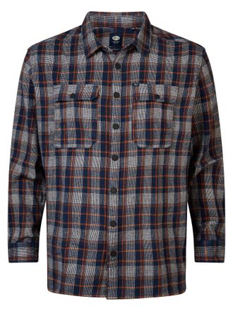 Petrol Industries Heren Plus Size Geruit Overhemd Southeast - Blauw