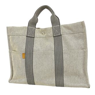Herm&egrave;s Black Canvas Tote Bag (Pre-Owned)
