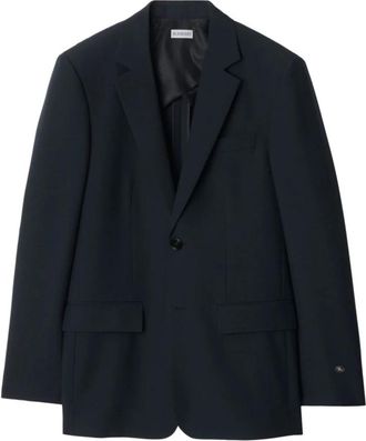 Burberry Single-breasted Tailored Blazer - Heren - Blazers - Blauw - M - Wol - Jassen