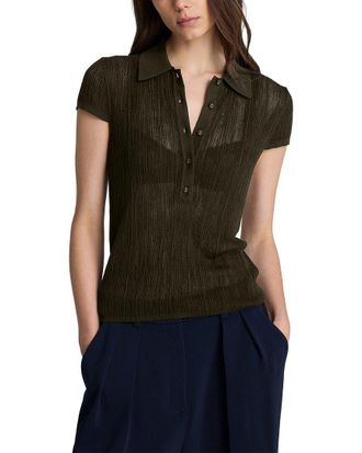 Kenneth Cole Variegated Rib Cap Sleeve Polo Shirt