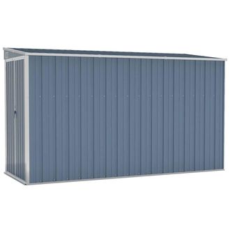 Berkfield Home Wall-mounted Garden Shed Grey 118x288x178 cm Galvanised Steel in Blue | Size: 118 x 288 x 178 cm