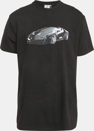 VETEMENTS Black Super Car Print Cotton Crew Neck Oversized T-Shirt