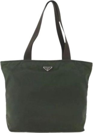 Prada Pre-owned Tote Bags, female, Green, Size: ONE SIZE Pre-owned Vintage zip tote