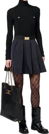 Elisabetta Franchi Logo Embroidered Dress In Nero