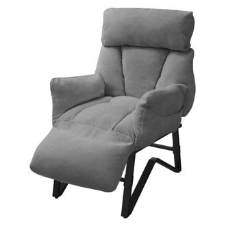 ML Design Sill&oacute;n de relax reclinable gris ajustable tapizado funda de lino
