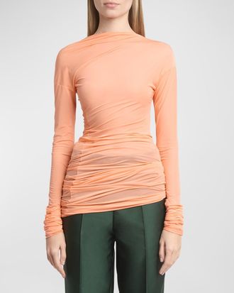 Dries Van Noten Hoan Sheer Ruched Top