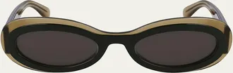 Ferragamo Classic Logo Acetate Oval Sunglasses
