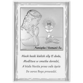 OEM Cuadro En Plata Para Primera Comuni&oacute;n De Ni&ntilde;a, Panel Decorativo, Grabado, 6797pn-a, 10,5 X 15 Cm