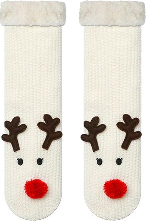 Generic Christmas Socks for Women Fuzzy Fluffy Winter Soft Warm Funny Christmas Socks with Cute Rudolph Reindeer, Holidays Gifts Cozy Thermal Fleece Lined Sli