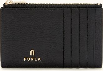 Furla Camelia Porta Carte Di Credito Nero Nero Pelle Di Vitello Granata Donna
