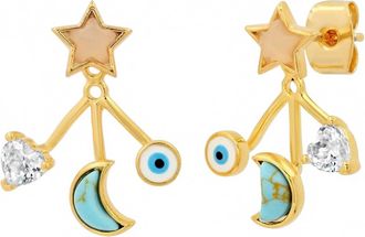 Tai Jewelry Womens Star Studded Earrings In Gold