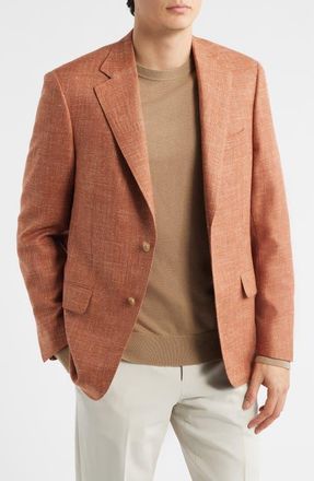 Samuelsohn Burnt Sienna Wool & Silk Blend Hopsack Sport Coat in Orange at Nordstrom, Size 42 Regular