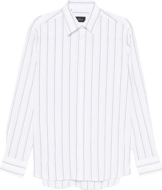 Brioni Casual Shirts, male, White, Size: XL Vertical-Stripe Casual Shirt