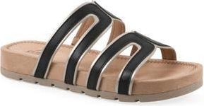 White Mountain Tina Rose Slide Sandal in Black/Pale Gold at Nordstrom Rack, Size 6.5