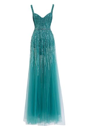 Saiid Kobeisy Crystal Embellished D&eacute;grad&eacute;e Evening Dress