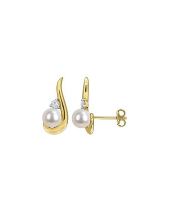 Rina Limor Gold-Plated Silver 0.30 ct. tw. Lab-Grown Gemstone & 6-6.5mm Pearl Earrings