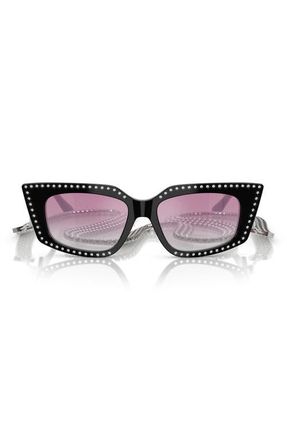 Jimmy Choo London 52mm Gradient Cat Eye Sunglasses with Embellished Chain in Black /Clear Gradient at Nordstrom