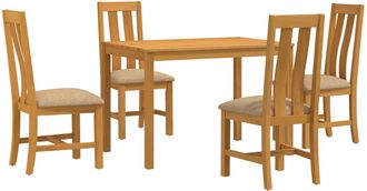vidaXL Conjunto De Comedor 5 Uds. Beige Madera De Roble S&oacute;lido Vidaxl