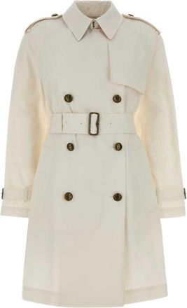 Burberry White Collared Trench Coat