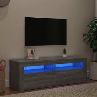 Berkfield Home TV Cabinet with LED Lights Grey Sonoma 120x35x40 cm | Size: 120 x 35 x 40 cm