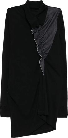 Yohji Yamamoto Top con applicazione denim - Nero