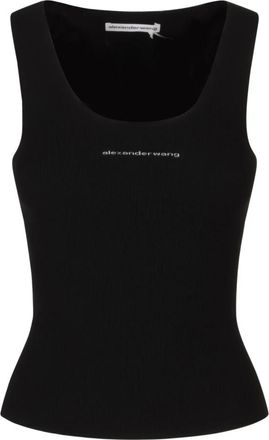Alexander Wang Racer Tank w/ Jacquard Logo - Dames - Tops zonder mouwen - Zwart - S - Tops