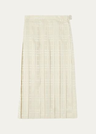 Burberry Annalie Jacquard-Check Silk Midi Skirt