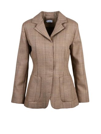 Marella Brown Virgin Wool Plaid Blazer