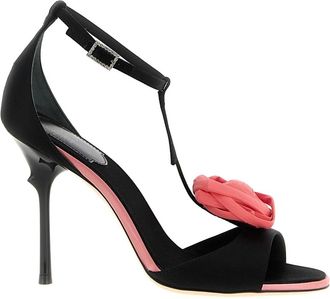 Roger Vivier Rose Vivier Sandalen - Dames - Sandalen met hakken - Zwart - 37 1/2 EU - Satijn - Schoenen