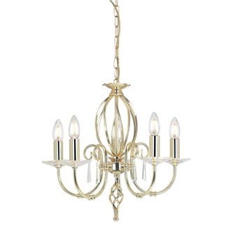 Netlighting Aegean 5 Light Chandelier Polished Brass Finish E14 in Yellow