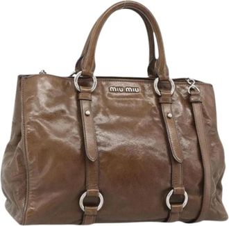 Miu Miu Pre-owned Hand Bag - Dames - Vintage Handtas - Bruin - ONE Size - Leer - Vintage