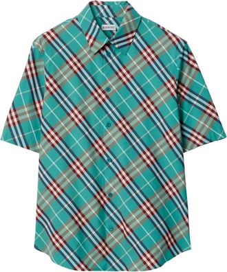 Burberry check short-sleeve shirt - men - Cotton - XXXL - Blue