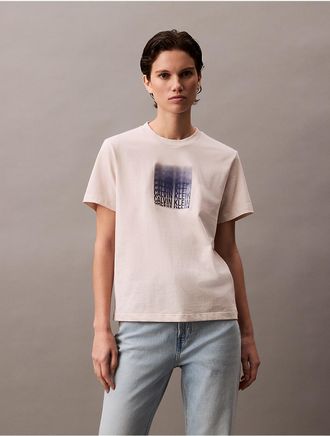 Calvin Klein Jeans Calvin Klein Womens Blur Logo Graphic Classic T-Shirt - White - XS