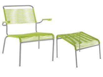 Schubiger M&ouml;bel Spaghetti-Lounger + Hocker S&auml;ntis mit Armlehnen