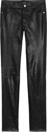 Zadig&Voltaire Leather Trousers, female, Black, Size: XS Front Button Leather Trousers