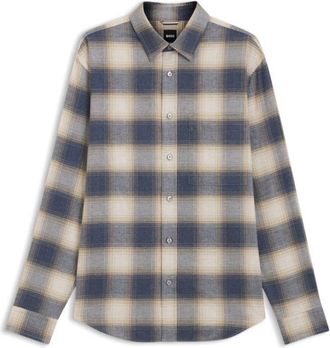 BOSS Checked relaxed-fit shirt in cotton flannel