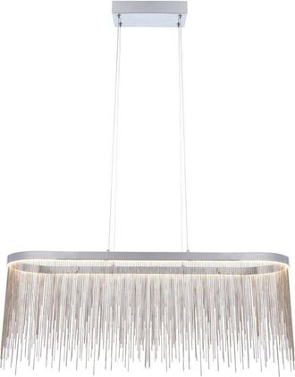 Loops Oval Ceiling Pendant Light Fitting - Chrome Plate & Silver Waterfall Chains