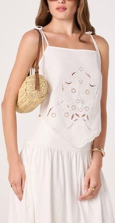 ASTR the Label Stevie Eyelet Embroidery Camisole in White at Nordstrom, Size Medium