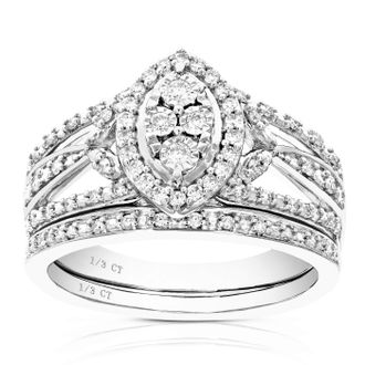 Vir Jewels 1/3 cttw Lab Grown Diamond Wedding Bridal Set in Sterling Silver For Women