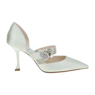 Roger Vivier D&eacute;collet&eacute; in Raso Efflorescence Dorsay - - Shoes - Donna - Verde - 39 EU