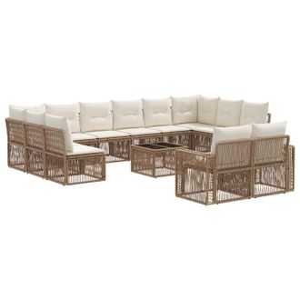 vidaXL Conjunto De Sof&aacute;s De Jard&iacute;n 13 Pcs Beige Y Blanco Crema Vidaxl