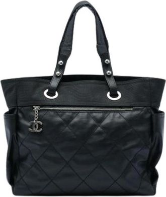 Chanel Pre-owned Nylon Coated Canvas Tote Bag - Dames - Vintage Shopper - Zwart - ONE Size - Nylon - Vintage
