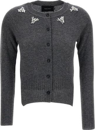 Simone Rocha Relaxed Embellished Cashmere Cardigan - Dames - Vesten - Grijs - S - Kasjmier - Truien & Vesten