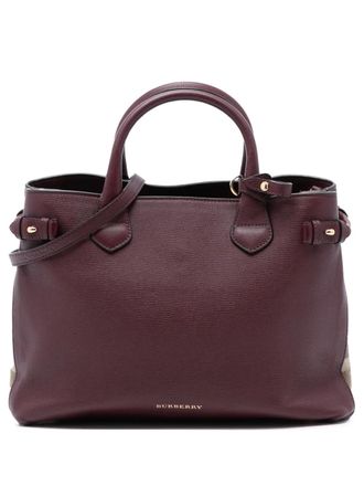 Burberry 2000-2017 Medium Leather and House Check Banner satchel - Red