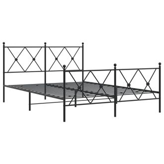 Berkfield Home Metal Bed Frame without Mattress with Footboard Black 140x190cm | Size: 140x190 cm