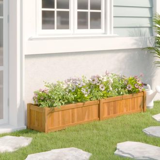 Berkfield Home Raised Bed 150x30x25 cm Solid Wood Teak in Brown | Size: 150 x 30 x 25 cm
