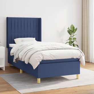 vidaXL Vidaxl - Cama Box Spring Con Colch&oacute;n Tela Azul 90x200 Cm